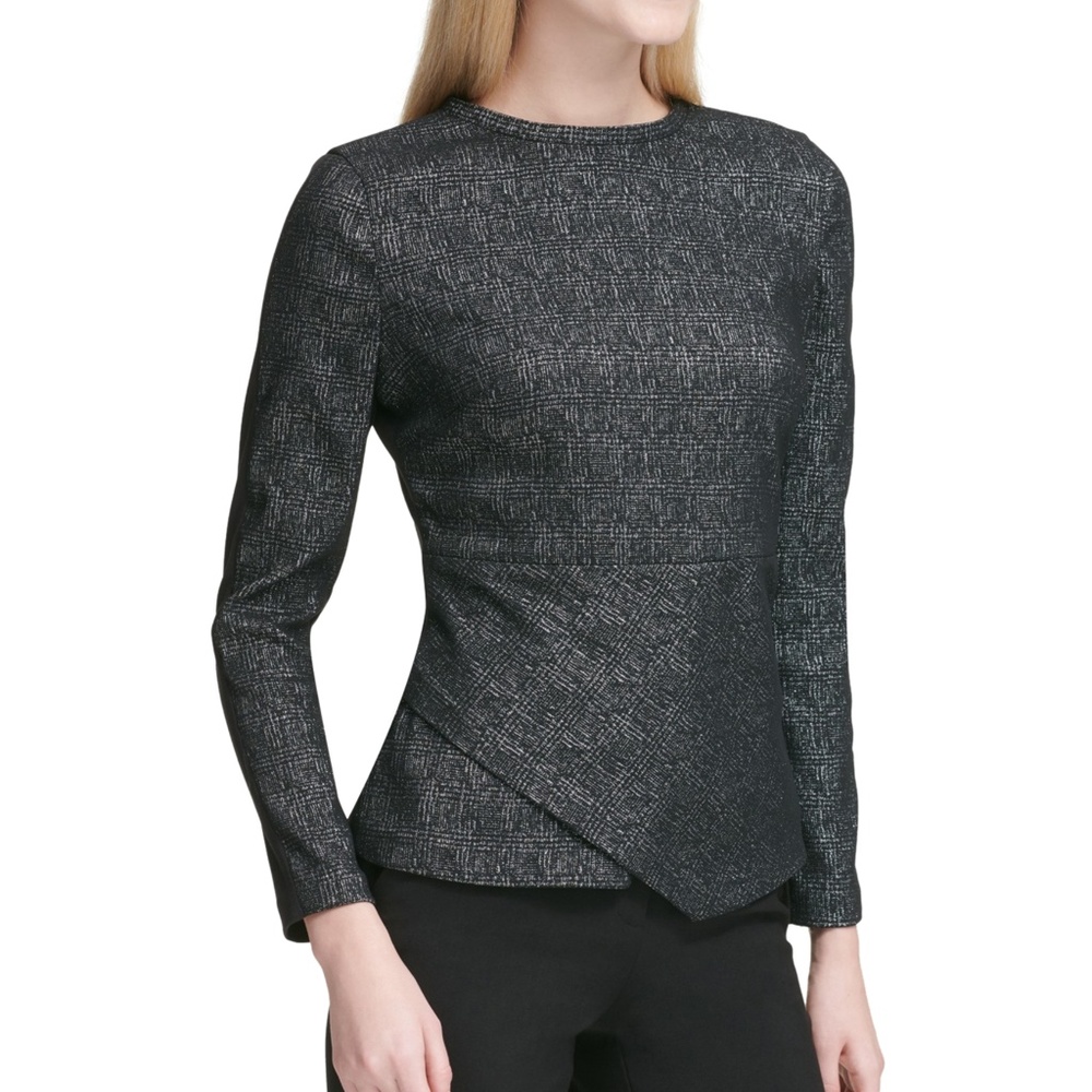 Calvin Klein Asymmetrical Jacquard Metallic Top